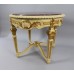 Decorative Painted Marble Topped Carved Wood Centre Table