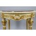 Decorative Painted Marble Topped Carved Wood Centre Table