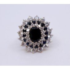 Decorative Sapphire & Diamond Style 9ct Gold Ring