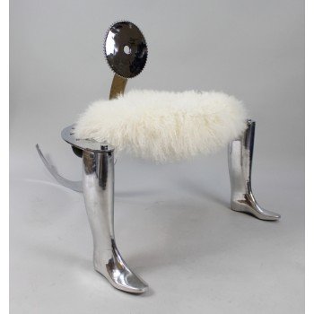 Designer Chromed Antique Shoemakers Chair