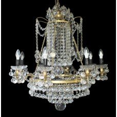 Designer Profusely Dressed Crystal Gilt Metal Chandelier