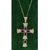 Diamond & Amethyst Gold Cross on Chain