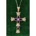 Diamond & Amethyst Gold Cross on Chain