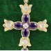 Diamond & Amethyst Gold Cross on Chain