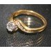 Diamond Single Stone Crossover Twist Yellow Gold Ring