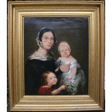 Early 19th c. Family Portrait Painting Oil on Canvas