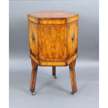 Fine Early 19th c. Inlaid Sheraton Wine Cooler Cellaret