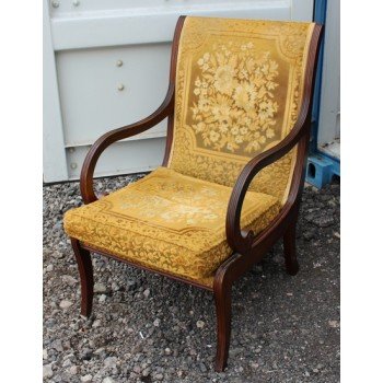 Early 19th c. Mahogany Upholstered Armchair