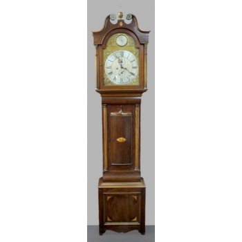 Early 19th c. English Mahogany Brass Arched Dial Longcase Clock