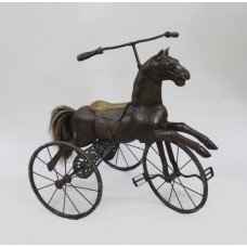 Early 20th c. Carved Wooden Toy Horse Tricycle