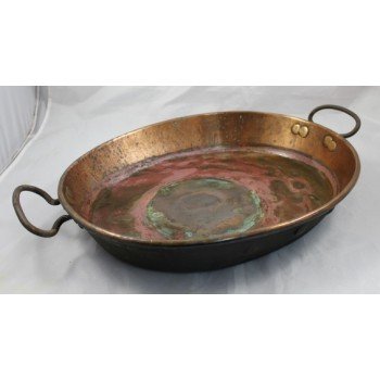 Early Antique Georgian Copper Two Handled Serving Bowl Basin