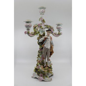 Edwardian German Porcelain Schierholz Dresden Candelabra