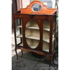 Edwardian Mahogany Inlaid Bow Glass Display Cabinet