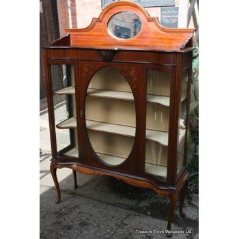 Edwardian Mahogany Inlaid Bow Glass Display Cabinet