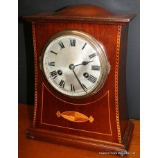 Edwardian Mahogany Inlaid Mantel Clock