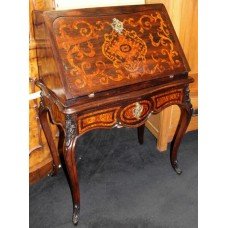 Elegant 19th c. Inlaid Rosewood & Amboyna Desk Bureau