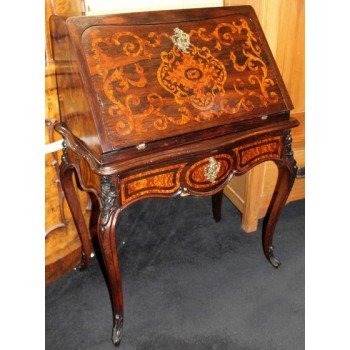 Elegant 19th c. Inlaid Rosewood & Amboyna Desk Bureau