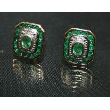 Emerald & Diamond Gold Earrings