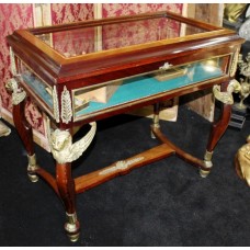 Empire Style Mahogany & Brass Ormolu Bijouterie Cabinet