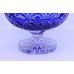 English Blue Overlay Crystal Footed Bowl c.1950