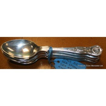 Set of 6 EPNS A1 King's Pattern Tea Spoons