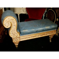 19th c. Carved Gilt Scroll End Chaise Longue Seat