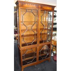 Fine Antique 19th c. Flame Mahogany Glazed Display Cabinet