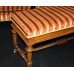 Fine Antique Striped Upholstered Walnut & Gilt Duet Stool