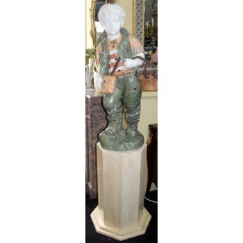 Fine Marble Sculpture of Child Grape Seller Figure on Pedestal