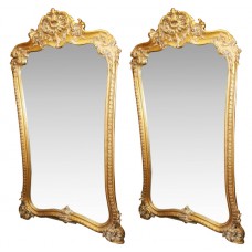 Fine Pair of Hand Carved Gilt Louis XV Style Mirrors