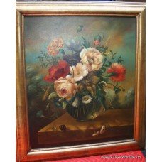 Dutch Golden Age Style Flower Still Life Oil on Canvas