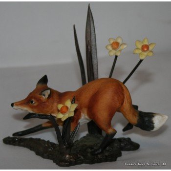 Royal Worcester Fox Porcelain on Bronze Figure