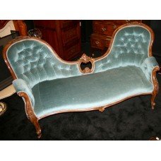 French 19th c. Carved Walnut Double Ended Chaise Longue
