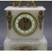 French 19th c. Alabaster Lion Mantle Clock