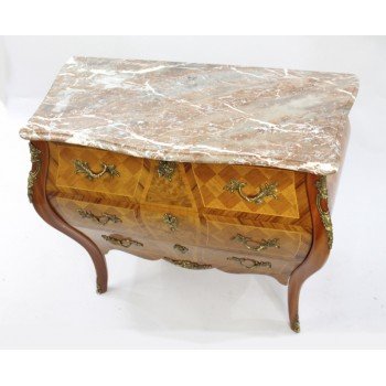 French Marble Topped Bombe Form Commode