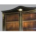 French Brass Inlaid Ebonized Bookcase with Sevres Plaques c.1820