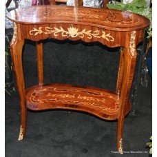 French Inlaid Marquetry Kidney Shaped Side Table