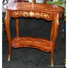 French Inlaid Marquetry Kidney Shaped Side Table