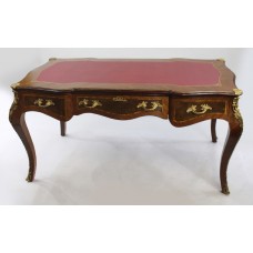French Louis XV Style Leather Topped Bureau Plat