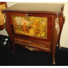 French Kingwood Cocktail Cabinet with Painted Scene