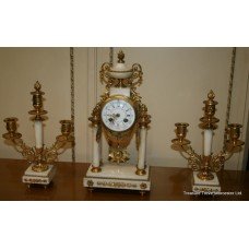 French Marble Garniture Clock Set