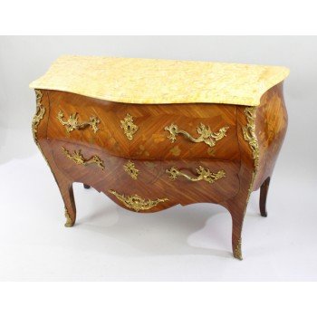 French Bombé Marble Topped Kingwood Commode c.1910