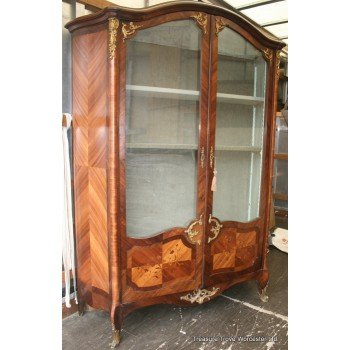 French Rosewood & Walnut Glazed Display Cabinet c.1900