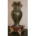 Late 19th c. French Imitation Bronze Spelter & Marble Clock Garniture Set