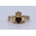 Garnet Claddagh Ring 9ct Yellow Gold