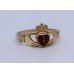 Garnet Claddagh Ring 9ct Yellow Gold