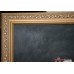 Geisha Girl Playing Flute Genuine Painting Set in Gilt Frame