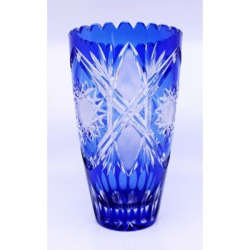 German Lausitzer Blue Overlay Crystal Vase