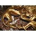 Gilded Sculpture of Lions Fighting