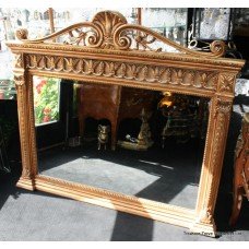 Large Gilt Carved Wood Overmantle Mirror